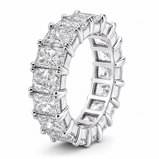 14k White Gold Lab Grown Radiant Diamond Eternity Band 8.50ctw
