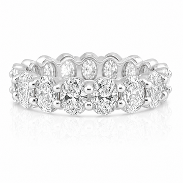 14k White Gold Lab Grown Oval Diamond Eternity Band 5.50ctw