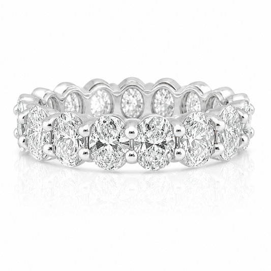 14k White Gold Lab Grown Oval Diamond Eternity Band 5.50ctw