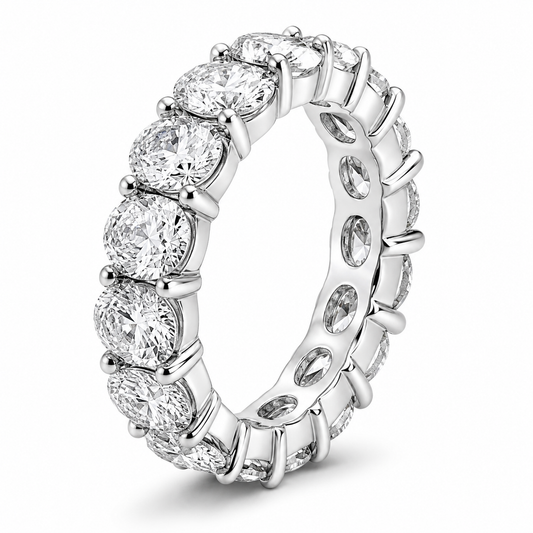 14k White Gold Lab Grown Oval Diamond Eternity Band 5.50ctw