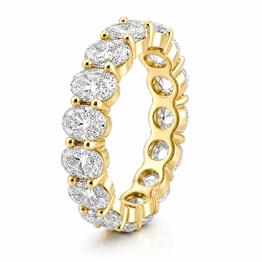 14k Yellow Gold Lab Grown Oval Diamond Eternity Band 7.00ctw