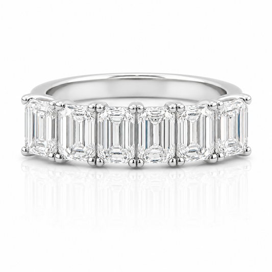 18k White Gold Lab Grown Emerald Diamond Band 3.25ctw