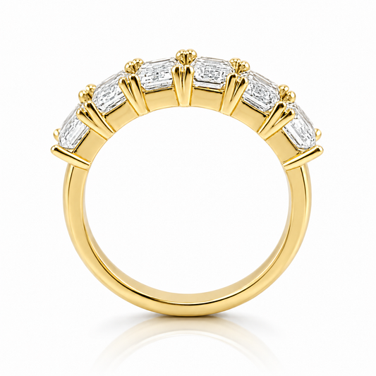 18k Yellow Gold Lab Grown Emerald Diamond Band 3.25ctw