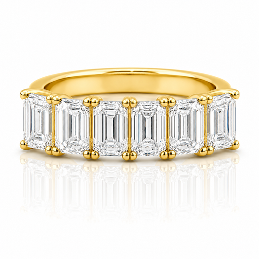 18k Yellow Gold Lab Grown Emerald Diamond Band 3.25ctw