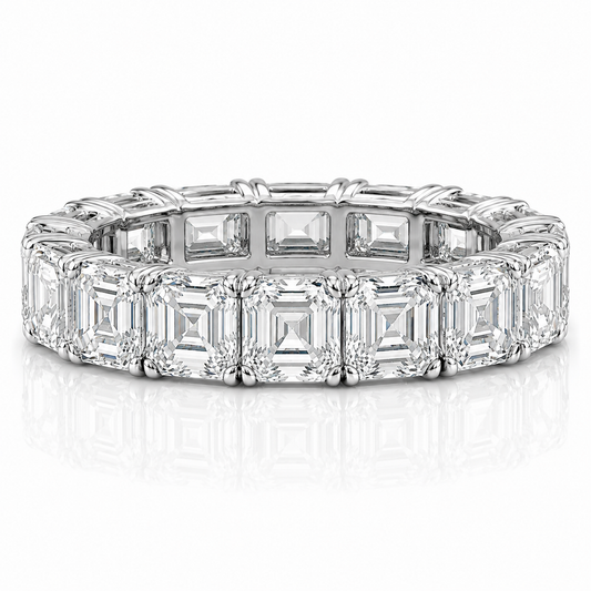 14k White Gold Lab Grown Asscher Diamond Eternity Band 8.00ctw