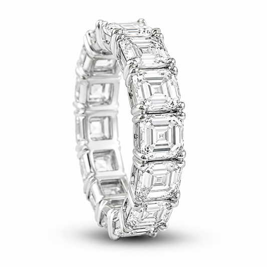 14k White Gold Lab Grown Asscher Diamond Eternity Band 8.00ctw