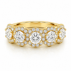 18k Yellow Gold Five Stone Round Diamond Halo Band 1.75ctw