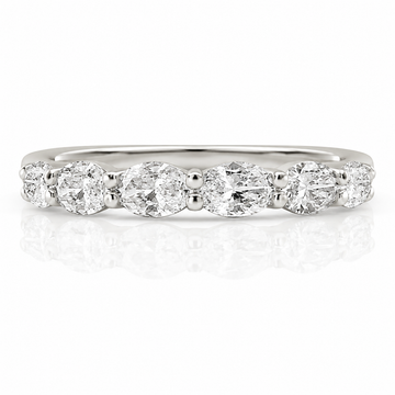 14k White Gold Lab Grown Oval Diamond East West Band 1.50ctw