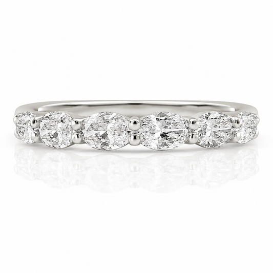 14k White Gold Lab Grown Oval Diamond East West Band 1.50ctw