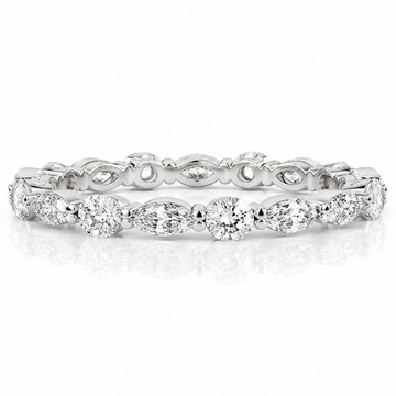 14k White Gold Lab Grown Multi Shape Alternating Marquise & Round Diamond East West Band 2.00ctw