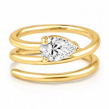 14k Yellow Gold Lab Grown Pear Diamond Wrap Ring 1.00ctw