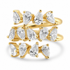 14k Yellow Gold Alternating Lab Grown Pear Diamond Three Row Wrap Ring 3.50ctw
