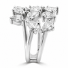14k White Gold Alternating Lab Grown Pear Diamond Three Row Wrap Ring 3.50ctw
