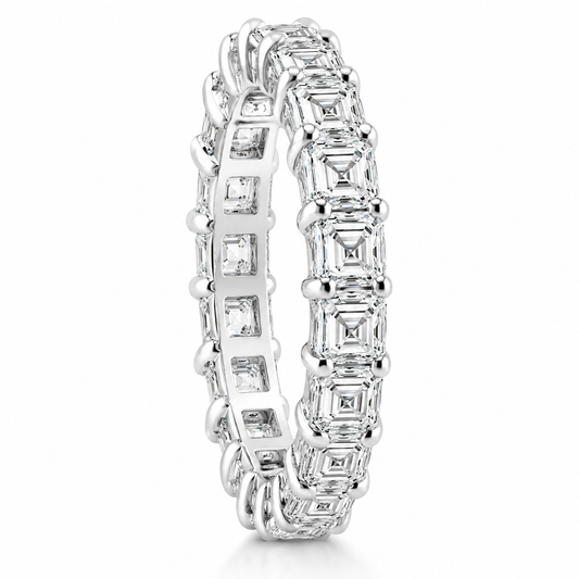 14k White Gold Lab Grown Princess Diamond Eternity Band 3.50ctw