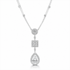 14k White Gold Lab Grown Multi Shape Diamond Drop Necklace 6.70ctw