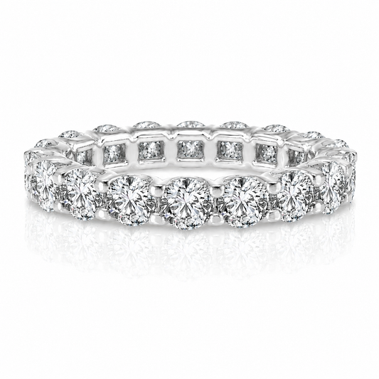14k White Gold Lab Grown Round Diamond Eternity Band 3.00ctw