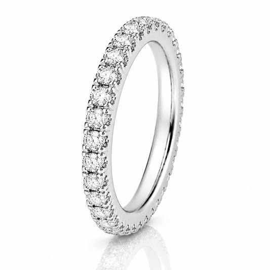 14k White Gold Lab Grown Round Diamond Eternity Band 1.00ctw