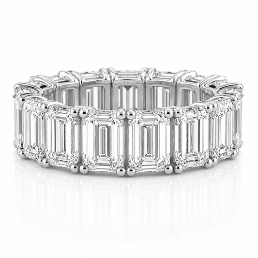 14k White Gold Lab Grown Emerald Diamond Eternity Band 9.00ctw