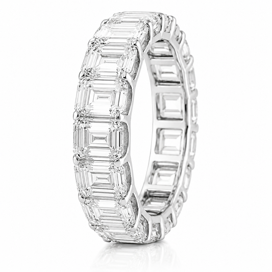 14k White Gold Lab Grown Emerald Diamond Eternity Band 9.00ctw