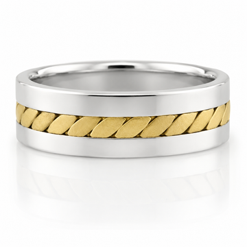 14k White & Yellow Gold Two Tone Braided Mens Band