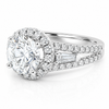 14k White Gold 2.00ct Lab Grown Round Diamond Halo & Tapered Baguette Engagement Ring