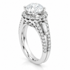 14k White Gold 2.00ct Lab Grown Round Diamond Halo & Tapered Baguette Engagement Ring