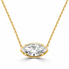 14k Yellow Gold 3.00ct Lab Grown Marquise Diamond Bezel Necklace