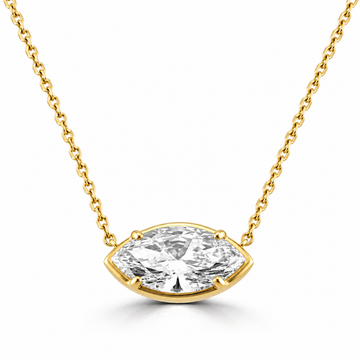 14k Yellow Gold 3.00ct Lab Grown Marquise Diamond Bezel Necklace