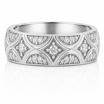 14k White Gold Diamond Eternity Milgrain Antique Design Mens Band