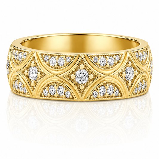 14k Yellow Gold Diamond Eternity Antique Art Deco Design Mens Band