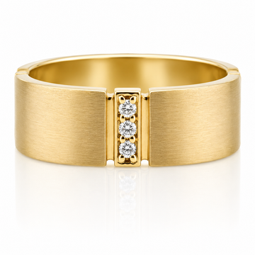 14k Yellow Gold Brushed Finish Contemporary Diamond Mens Band
