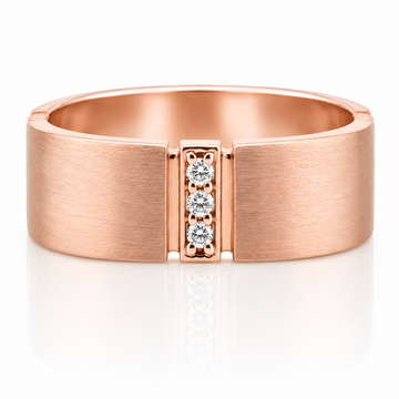 14k Rose Gold Brushed Finish Contemporary Diamond Mens Band