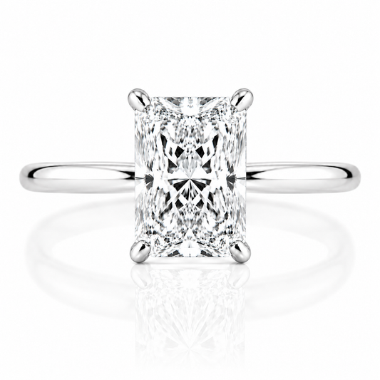 14k White Gold 2.00ct Lab Grown Radiant Diamond Solitaire Engagement Ring