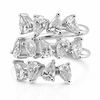 14k White Gold Alternating Lab Grown Pear Diamond Three Row Wrap Ring 3.50ctw