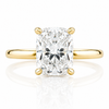 14k Yellow Gold 2.00ct Lab Grown Elongated Cushion Diamond Invisible Halo Solitaire Engagement Ring