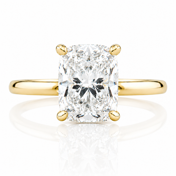 14k Yellow Gold 2.00ct Lab Grown Elongated Cushion Diamond Invisible Halo Solitaire Engagement Ring