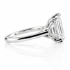 14k White Gold 3.70ctw Three Stone Lab Grown Emerald & Trapezoid Diamond Engagement Ring