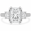 14k White Gold 4.00ctw Three Stone Lab Grown Elongated Radiant & Trapezoid Diamond Band Engagement Ring