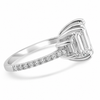 14k White Gold 4.00ctw Three Stone Lab Grown Elongated Radiant & Trapezoid Diamond Band Engagement Ring