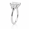 14k White Gold 3.70ctw Three Stone Lab Grown Emerald & Trapezoid Diamond Engagement Ring