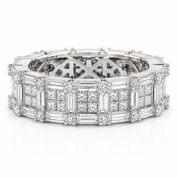 18k White Gold Multi Shape Diamond Eternity Band 3.10ctw