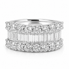 18k White Gold Round & Baguette Diamond Band 2.50ctw