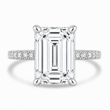 14k White Gold 4.00ct Lab Grown Emerald Diamond Band Engagement Ring
