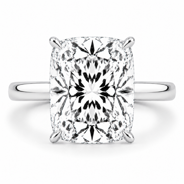 14k White Gold 4.00ct Lab Grown Elongated Cushion Diamond Solitaire Engagement Ring