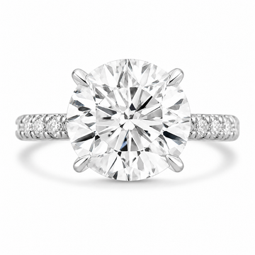 14k White Gold 3.50ct Lab Grown Round Diamond Invisible Halo Engagement Ring