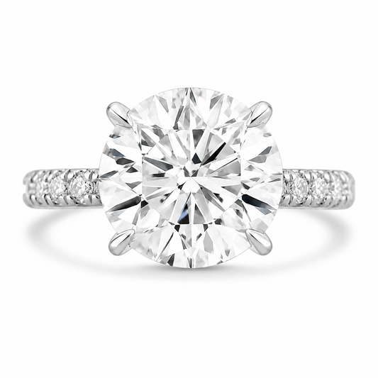 14k White Gold 3.50ct Lab Grown Round Diamond Invisible Halo Engagement Ring