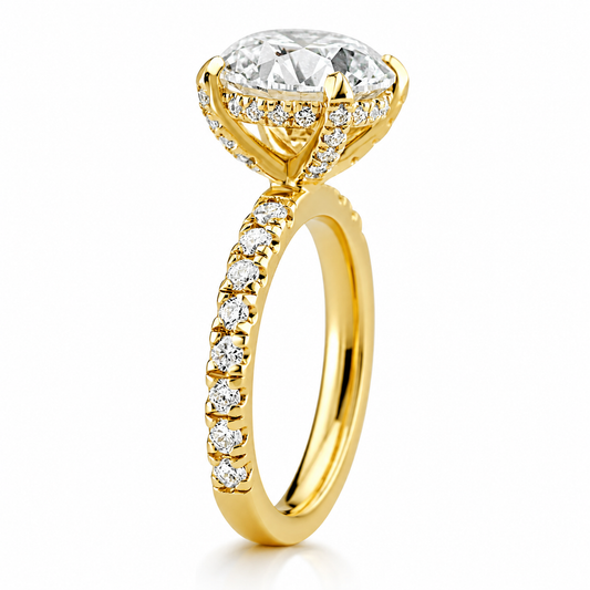 14k Yellow Gold 4.00ct Lab Grown Round Diamond Invisible Halo Engagement Ring