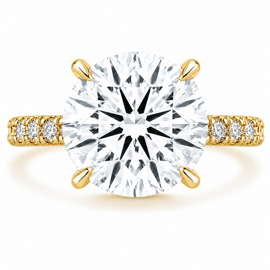14k Yellow Gold 4.00ct Lab Grown Round Diamond Invisible Halo Engagement Ring