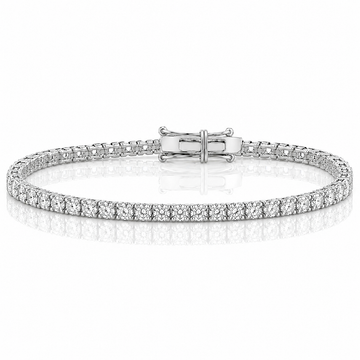 14k White Gold Lab Grown Round Diamond Classic Tennis Bracelet 4.00ctw