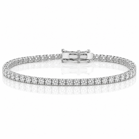 14k White Gold Lab Grown Round Diamond Classic Tennis Bracelet 4.00ctw